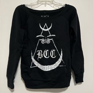 Blackcraft Cult BCC boatneck wide neck sweater sweatshirt moth moon spooky goth